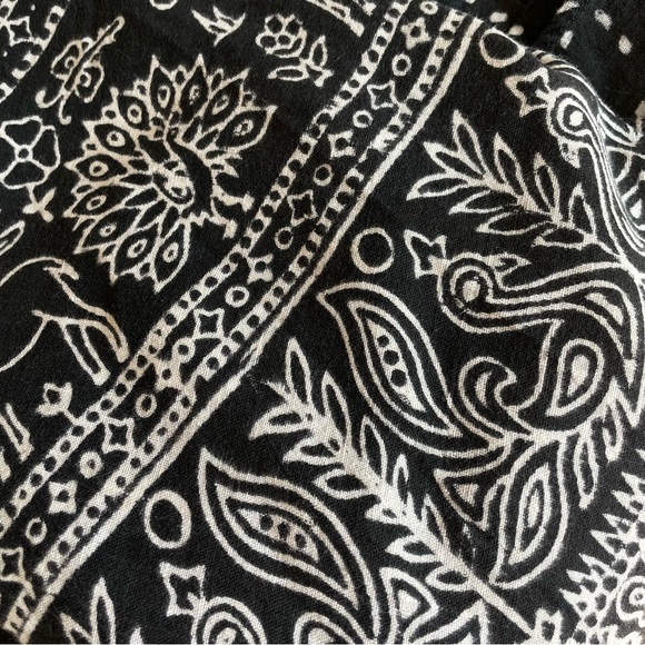 VINTAGE WOVEN COTTON PRINTED WRAP SKIRT PENTAGRAM PEACOCK PAISLEY DEER FLORAL - Picture 7 of 13